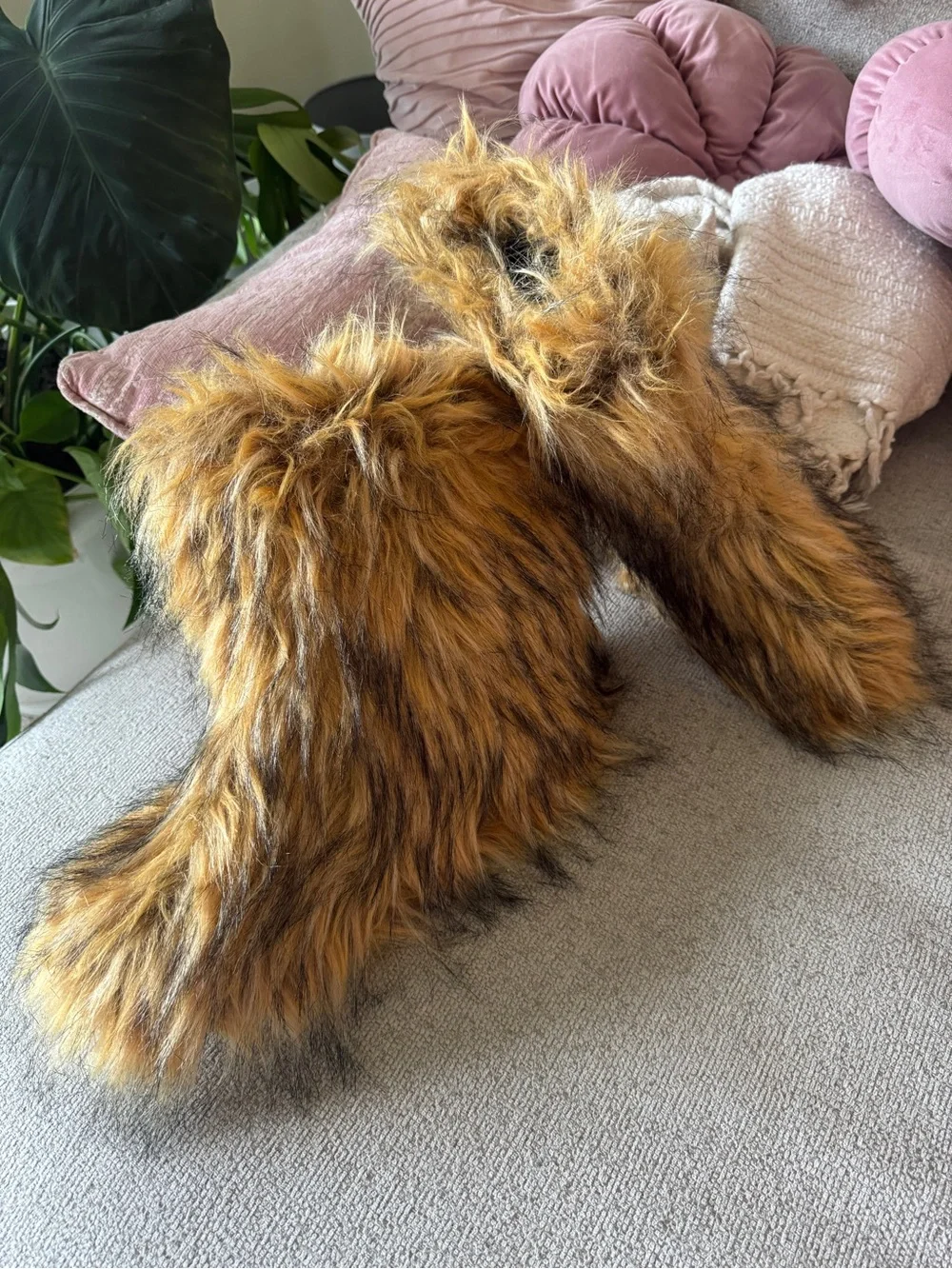 Faux Fur Boots, Mid-Calf Length, Furry Boots for Women Winter Snow Boots